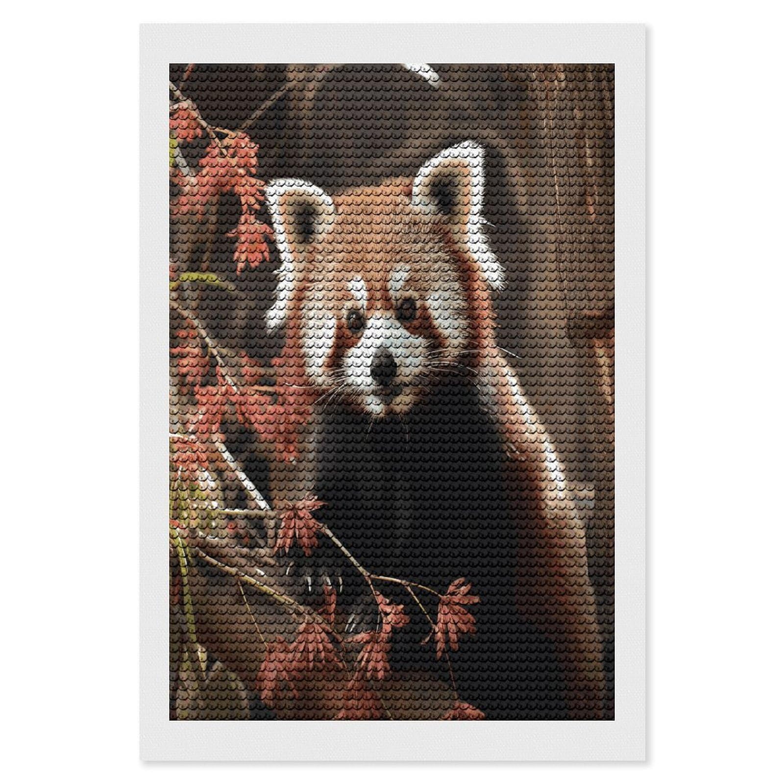 FekiLoot Red Pandas Diamond Painting Kits for Beginners DIY Diamond Art Kits for Adults Full Drill Round Diamond Dot Gem Art Painting Fun DIY Crafts for Home Kitchen Wall Decor Gift 8"x12"