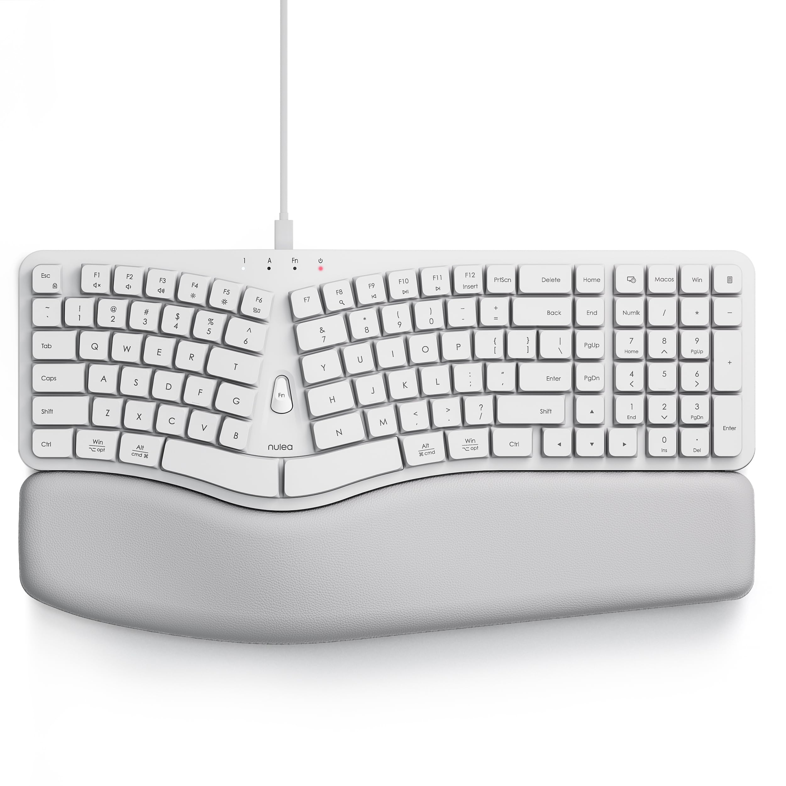 Nulea Ergonomic Split Keyboard, Wired Natural Typing Keyboard with Integrated Palm Rest for Wrist Pain Relief, 2-in-1 Type C&Type A Plug for Mac,Windows,Office & Home,Black — view 9