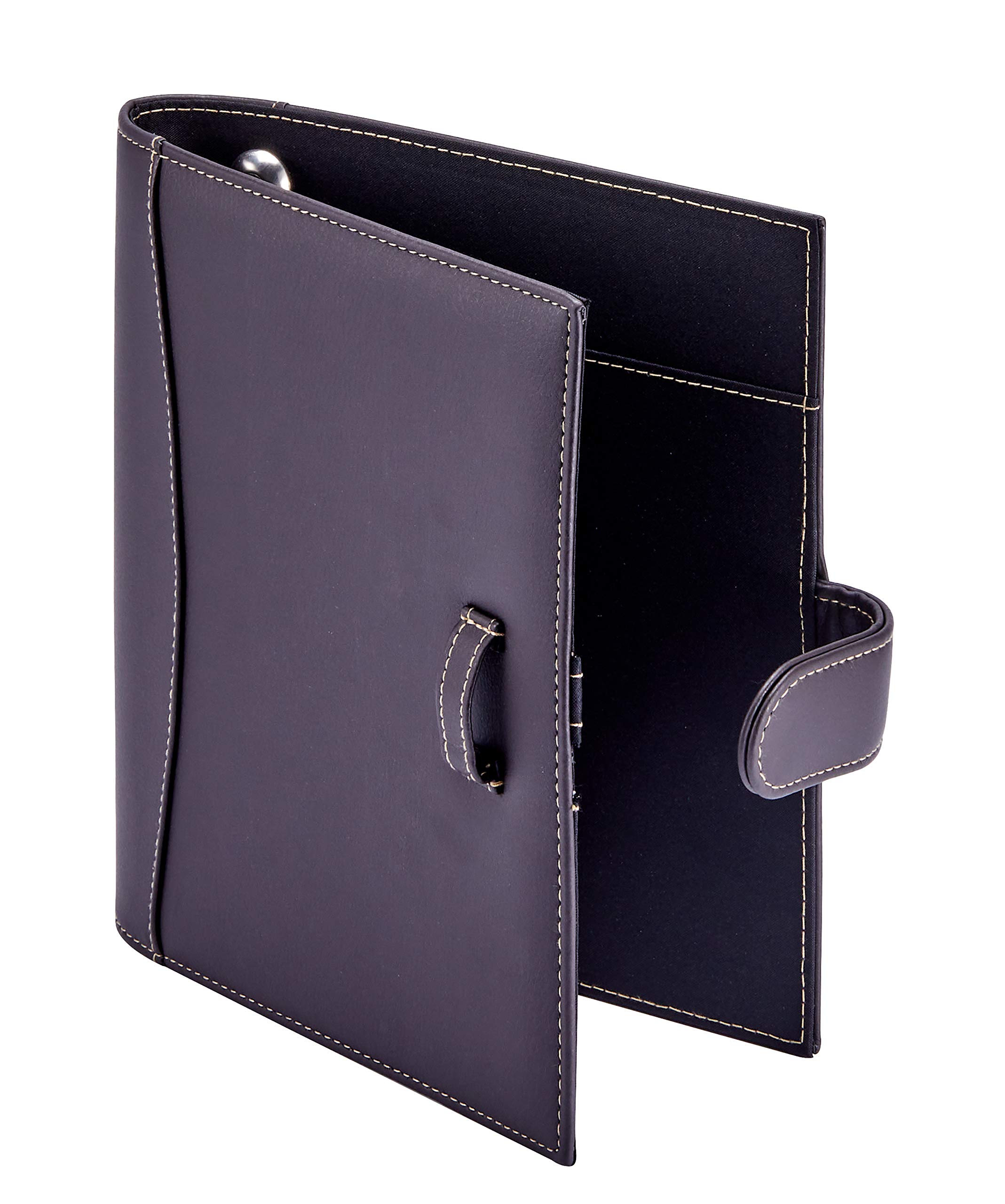 It's Academic Mini Executive Leather Portfolio Folder, 1" Ring Binder and 250-Sheet Capacity, Note Pads, and 5.5" x 8.5" Documents, 2 Pen Loops, Dark Brown Faux Leather (98295