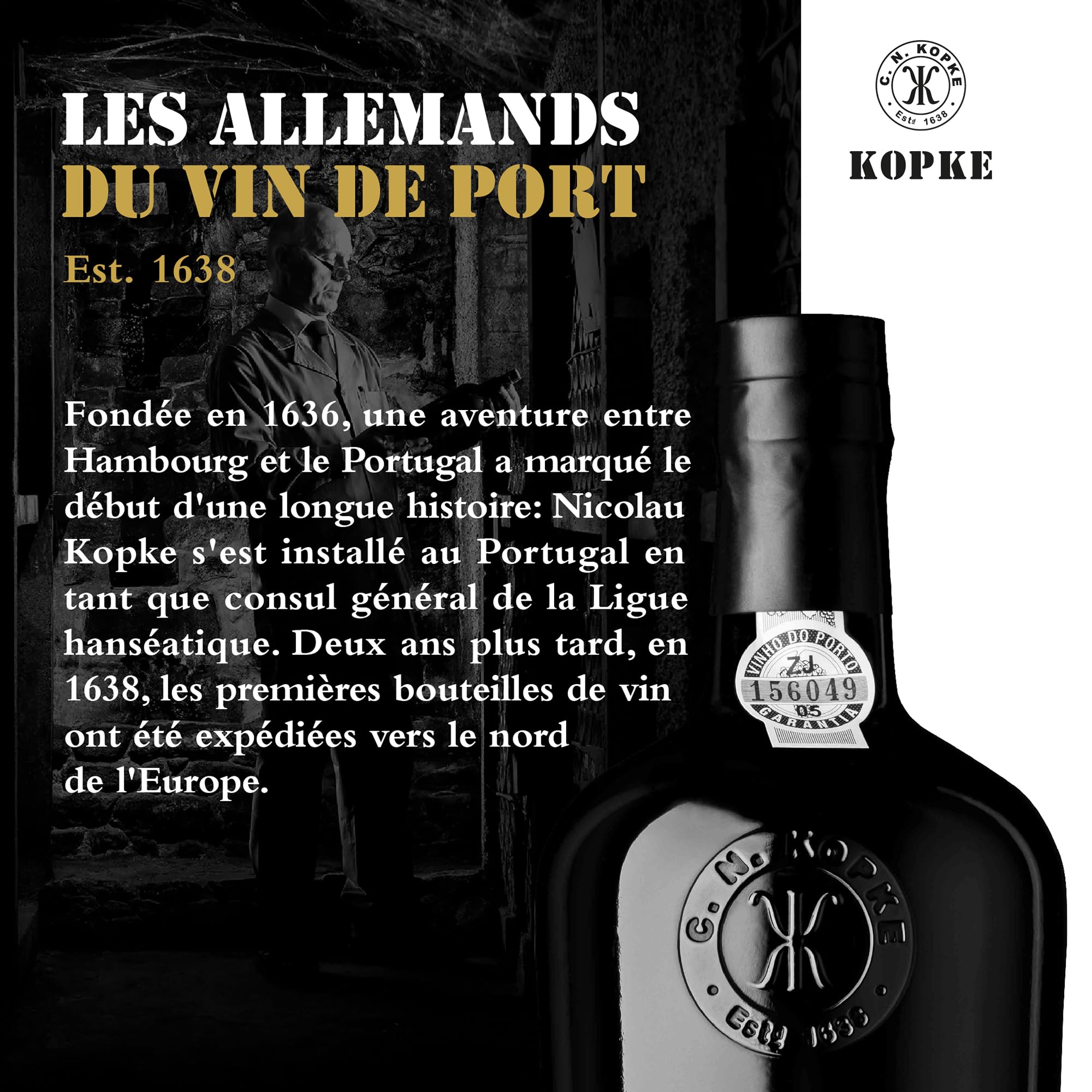 Kopke Porto Tawny 20 Ans – Vin de Porto Rouge Raffiné Vieilli en Fût de Chêne | Vin de Dessert Récompensé | Bouteille Élégante de 0,75L (20% Vol.) dans un Coffret Cadeau en Bois