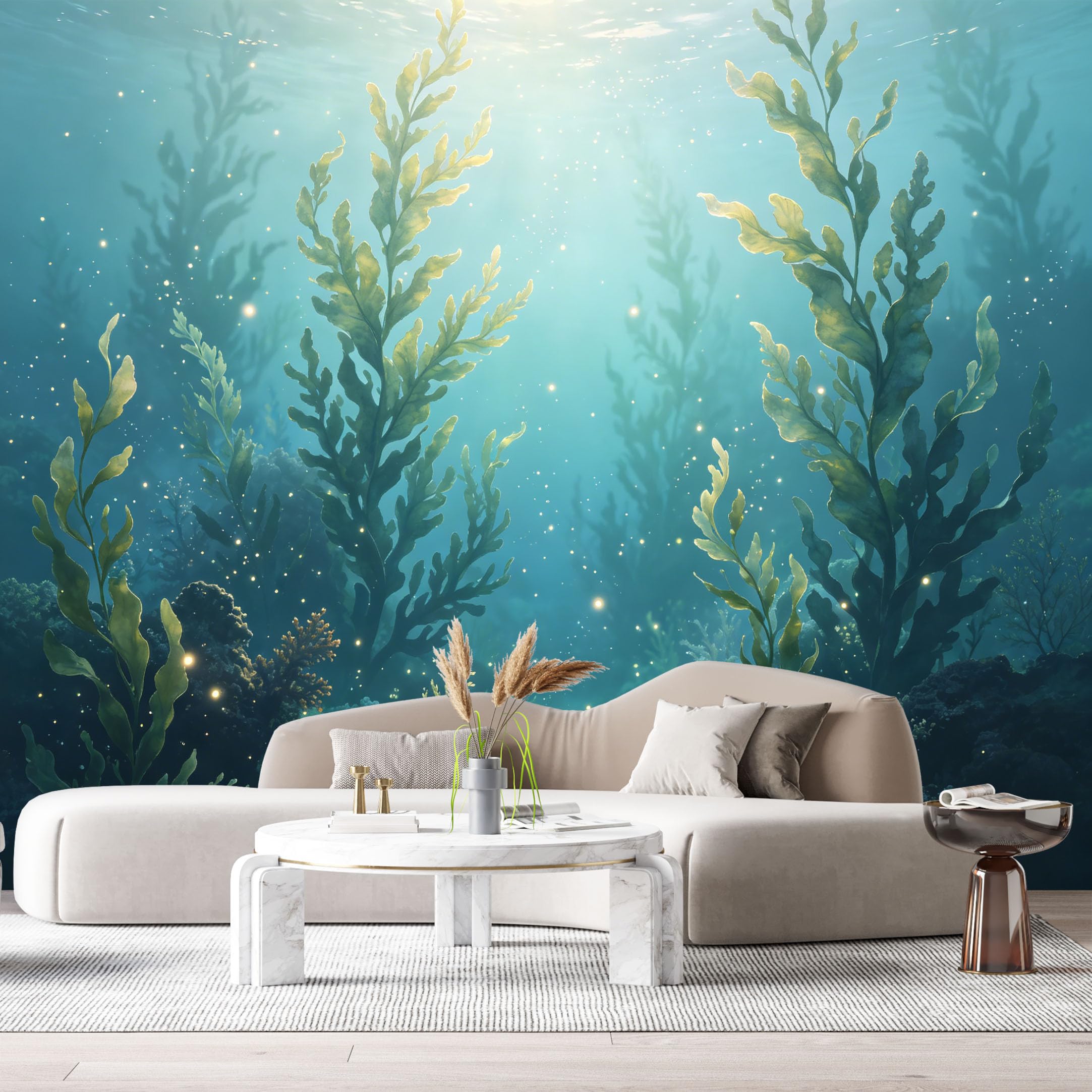 Custom Size Wall Murals Ocean Marine Underwater Kelp Forest 3D Trompe L'Oeil SelfAdhesiveWall Fabric Removable Wallpaper Wall Decor for Living Room Bedroom Bathroom