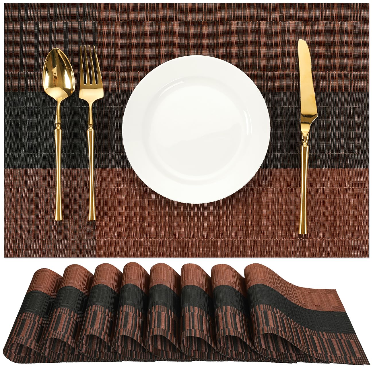 Chitomars Placemats Set of 8, Vinyl Woven Heat-Resistant Place Mats — image 1