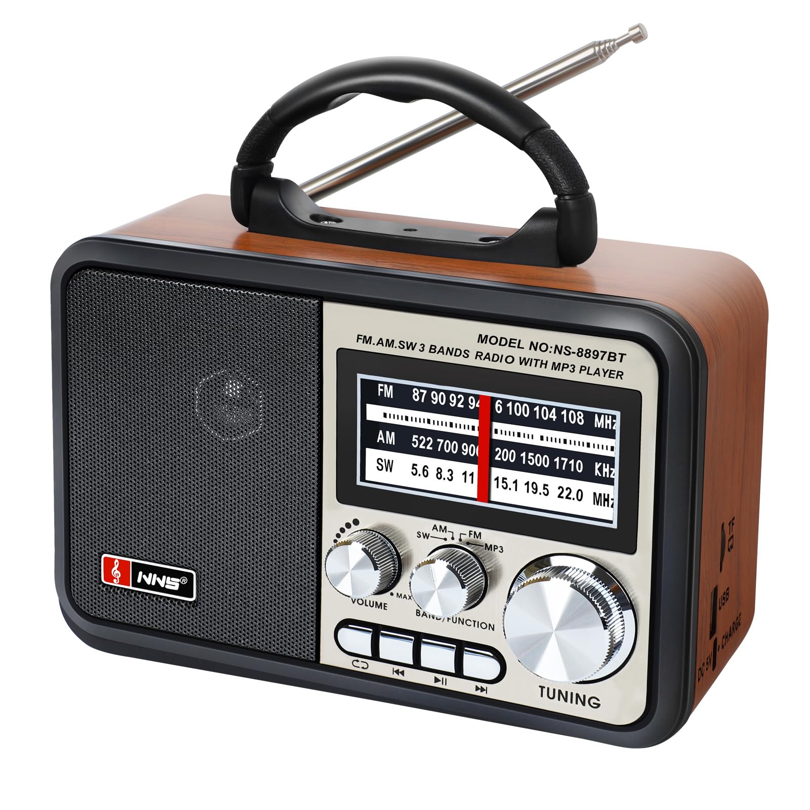 Amazon.com: Retro Vintage Radio, Portable AM FM Radios Stereo Speakers ...