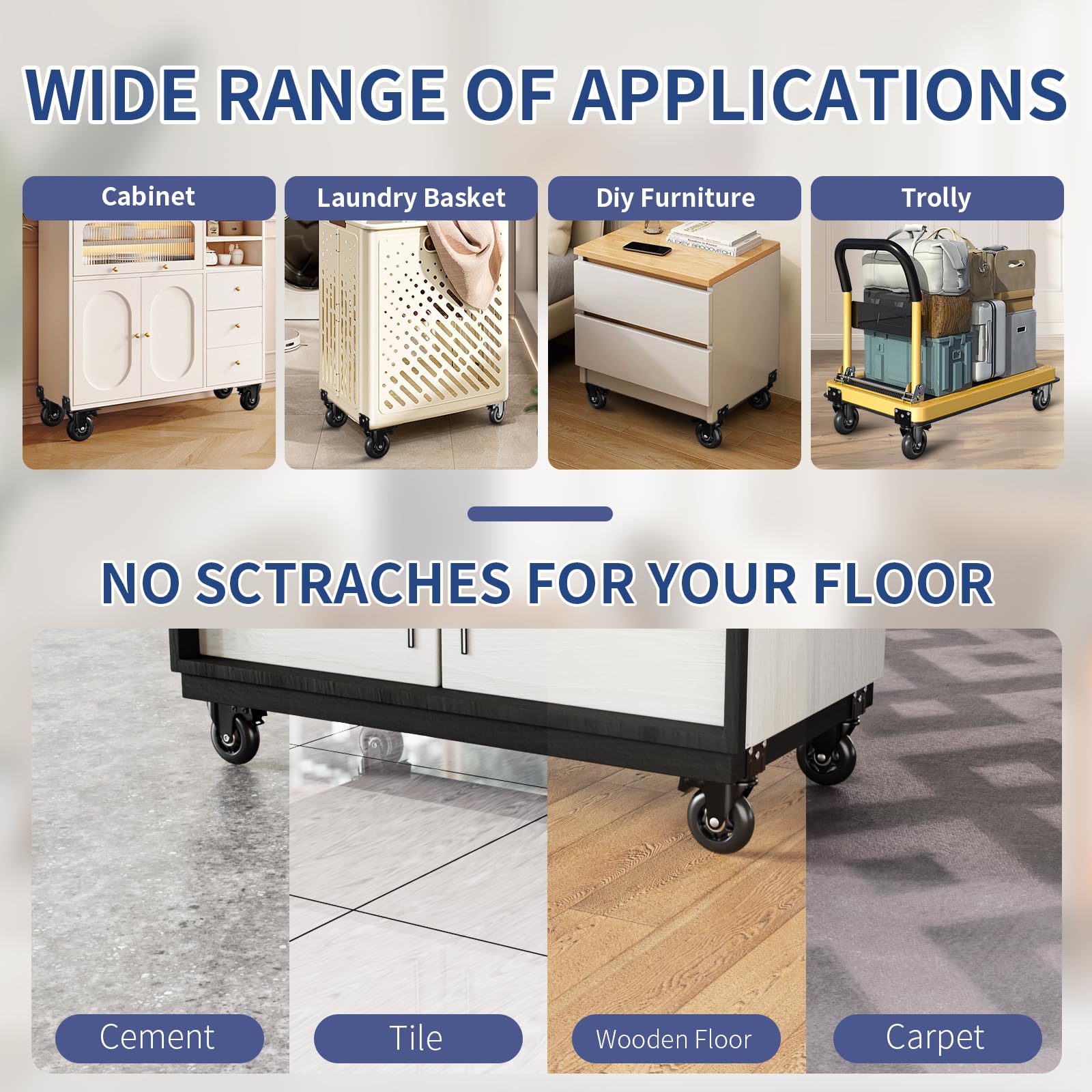 Heavy Duty Plate Casters - 1000 LBS Capacity -8 Heavy Duty Plate Casters - 1000 LBS Capacity -8