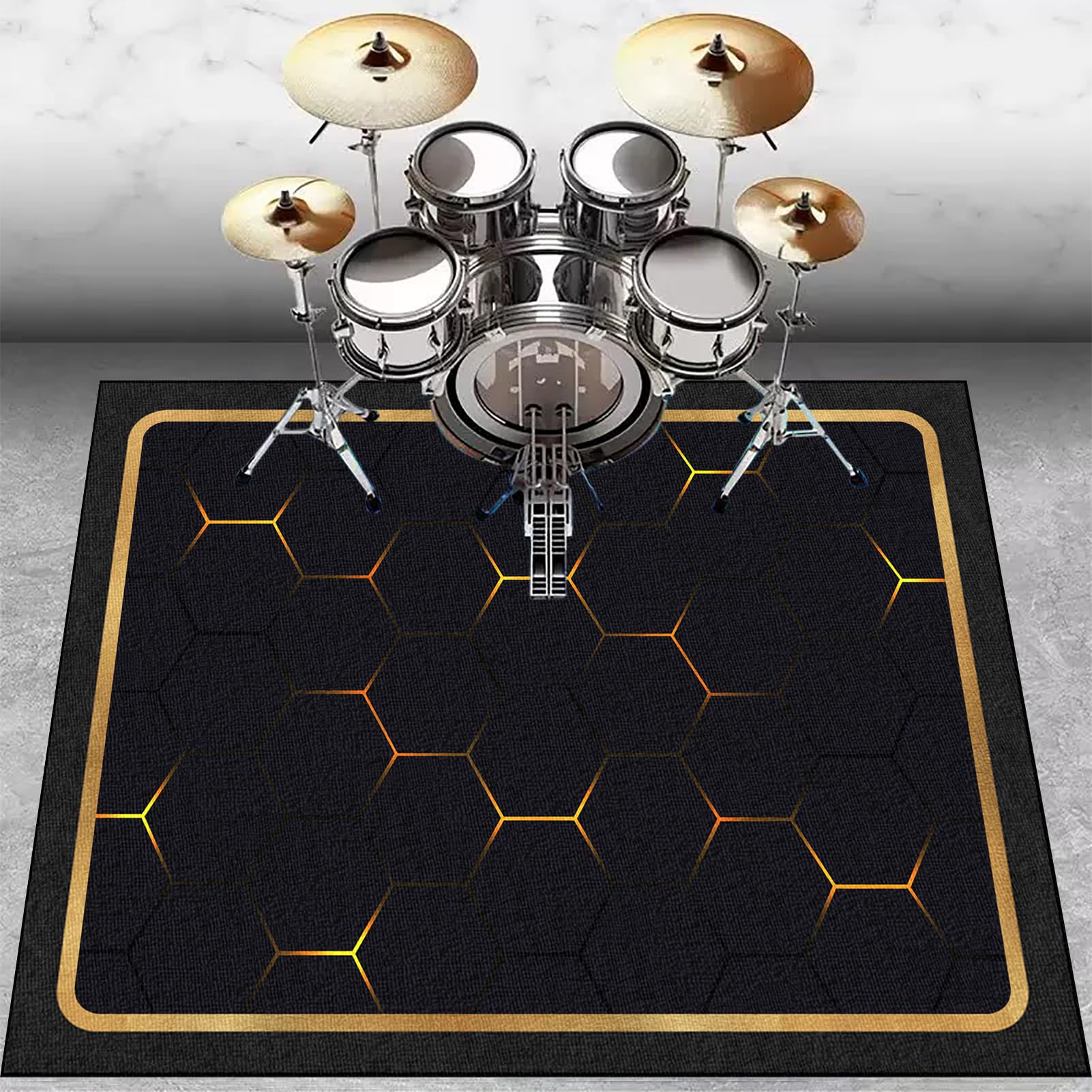 Tapis Batterie Antidérapante Tapis de Tambour Insonorisé Moquette Tapis pour Batterie Acoustique Grosse Caisse Claire Batterie électronique Kits Instruments de Musique Tapis de Sol 180 x 140 cm