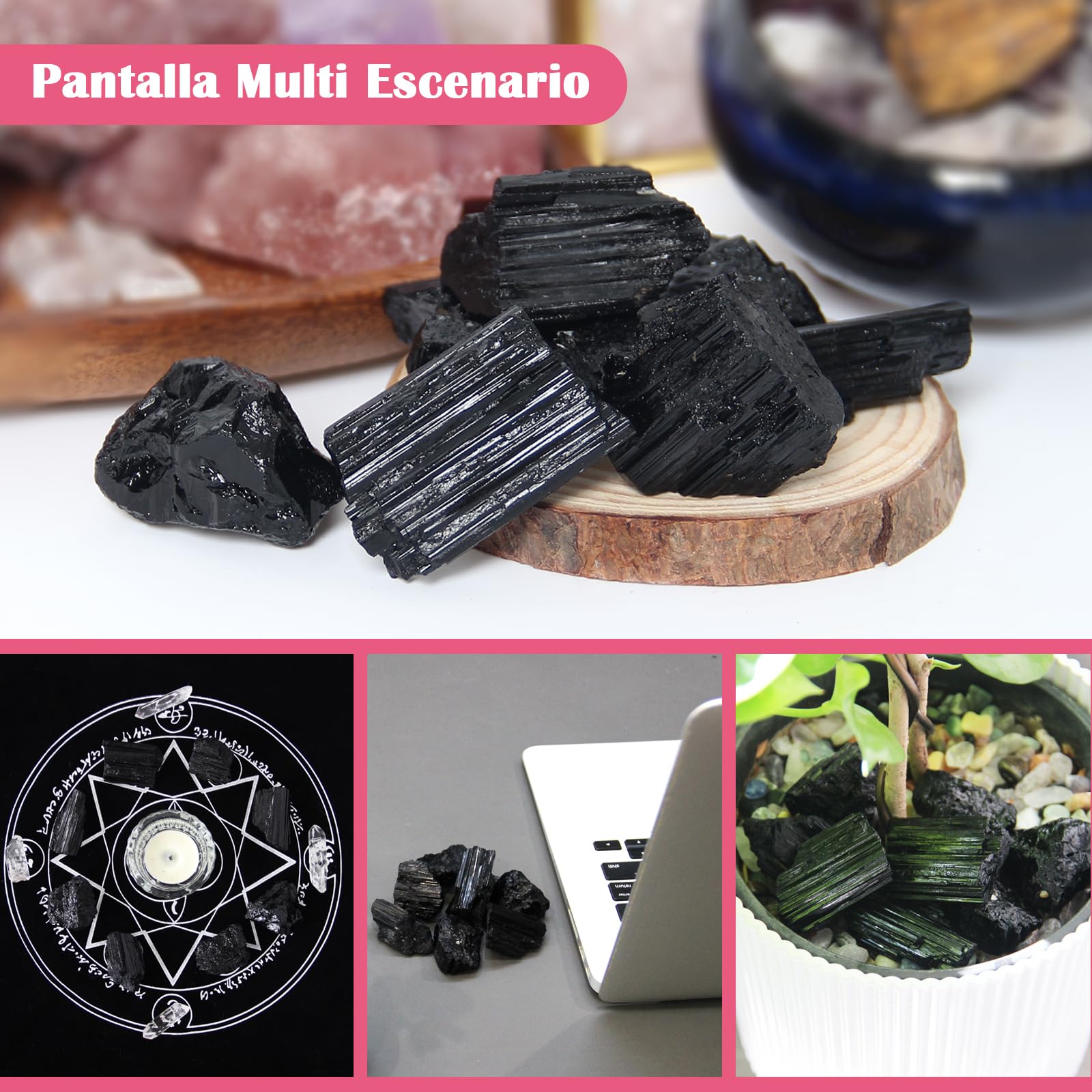 200g Cristales de Turmalina Negra, Piedras de Turmalina Negra en Bruto Naturales, Cristal en Bruto para Protección de Energía, Eliminación de Energía Negativa, Decoración, Pulido
