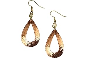 Artisan Hammered Copper Open Teardrop Earrings