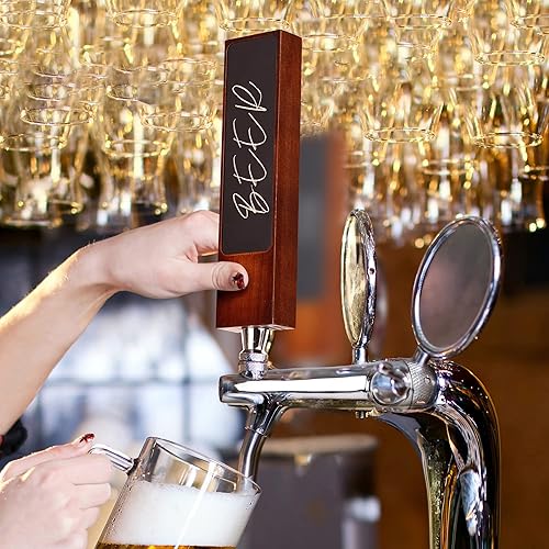 Miniatura 6 de Mangos de grifo de cerveza de pizarra, manijas de madera de nogal con pizarra y marcador blanco, asas de barril para cerveza casera, bares,