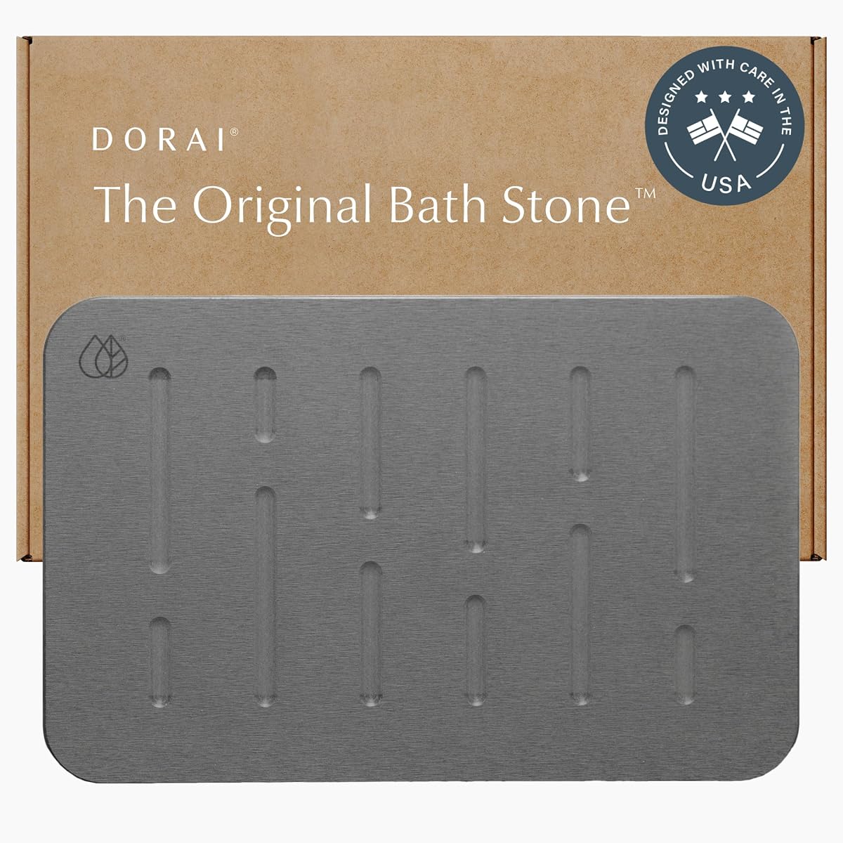 Dorai Home Stone Bath Mat - Premium Diatomaceous Earth Bath Floor Mats with Non-Slip Base, Fast-Drying Modern Shower Mat for Bathroom | Rain Slate