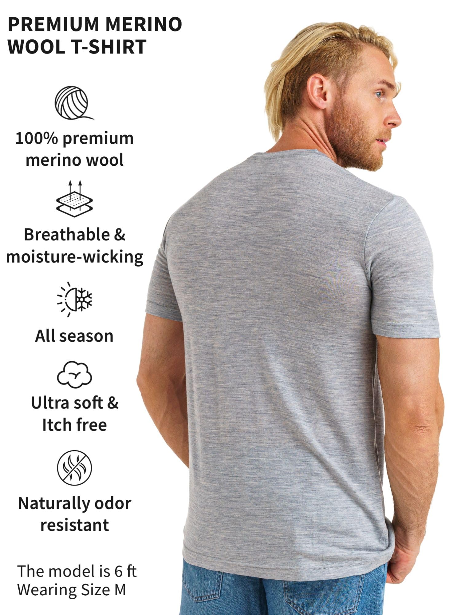 Merino.tech Maglietta Lana Merinos Uomo - Maglia Termica Uomo in Lana Merinos Manica Corta con Calze
