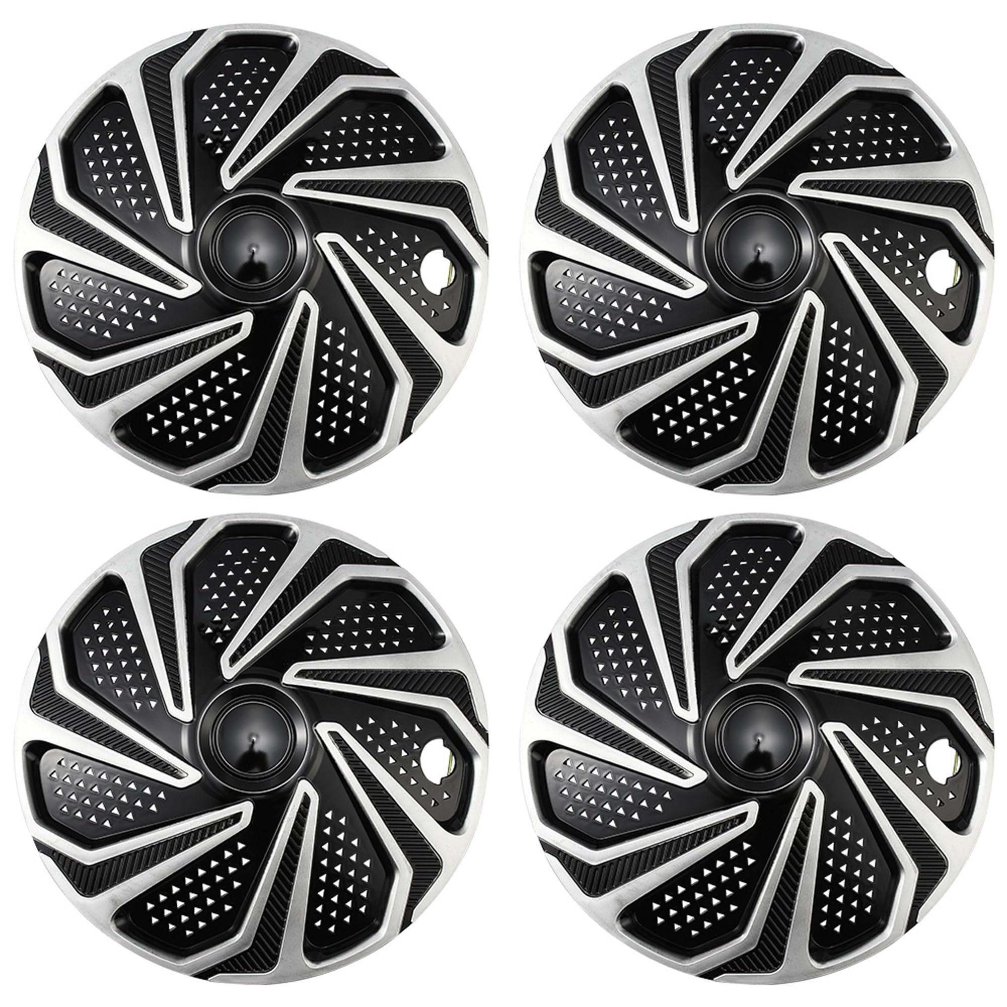 Grid Black with Silver Hubcap Wheel Cover Replacement Kit 15" Hub Caps Wheel Rim Cover Car Exterior Accessories Pack of 4, 15 inches