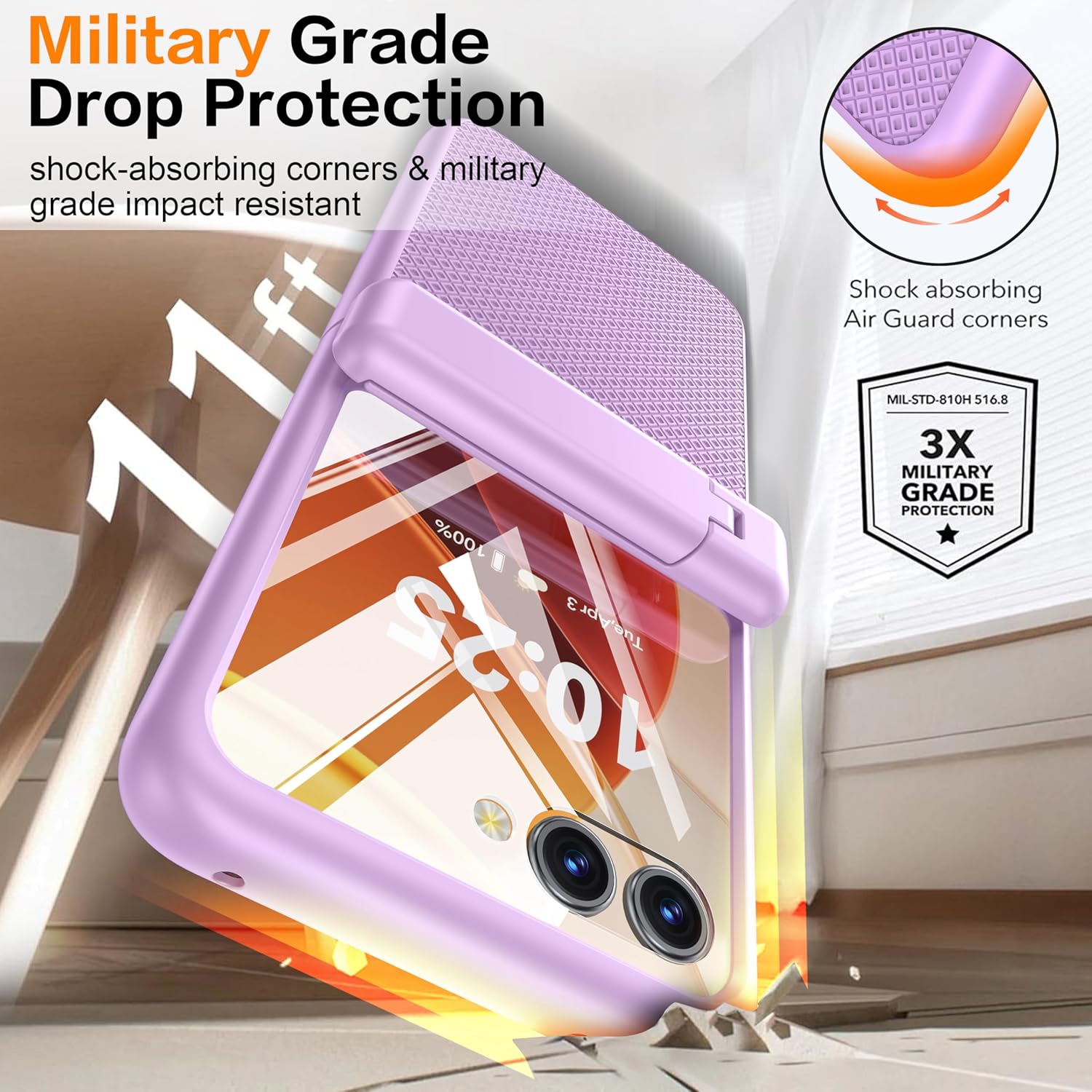 for Motorola Razr 2025 Case/Razr 2024 Case [Hinge Protection＆Kickstand] [Built-in Front Screen Protector] [Drop Protection] Shockproof Full Body Phone Case for Moto Razr 2025/2024 Purple