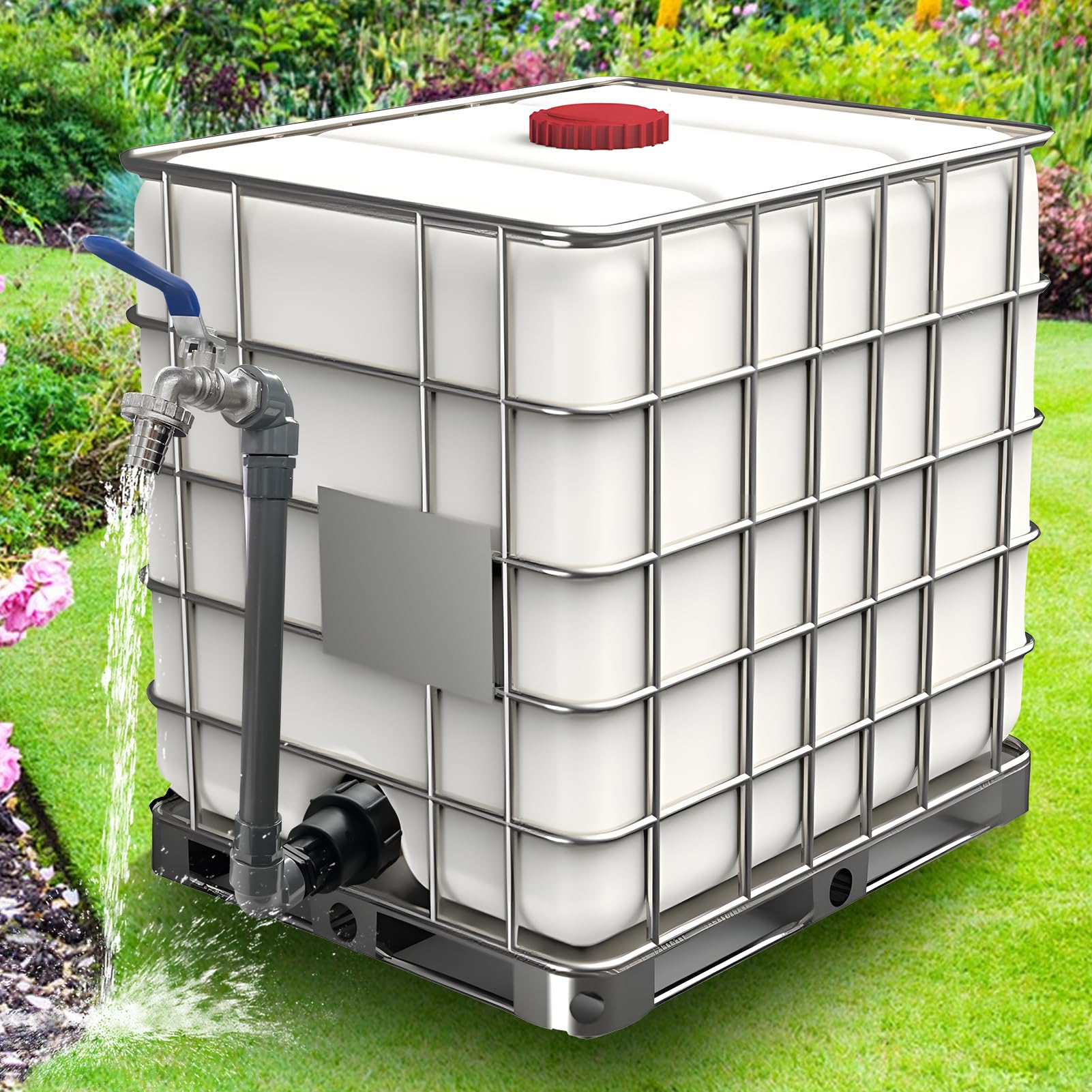 Robinet Cuve 1000L 3/4" S60X6 IBC, 2 en 1 Extension Intégrée, Raccord Cuve 1000 litres, Robinet Col de Cygne de Cuve, Adaptateur de Réservoir IBC Adaptateur Cuve (3/4")
