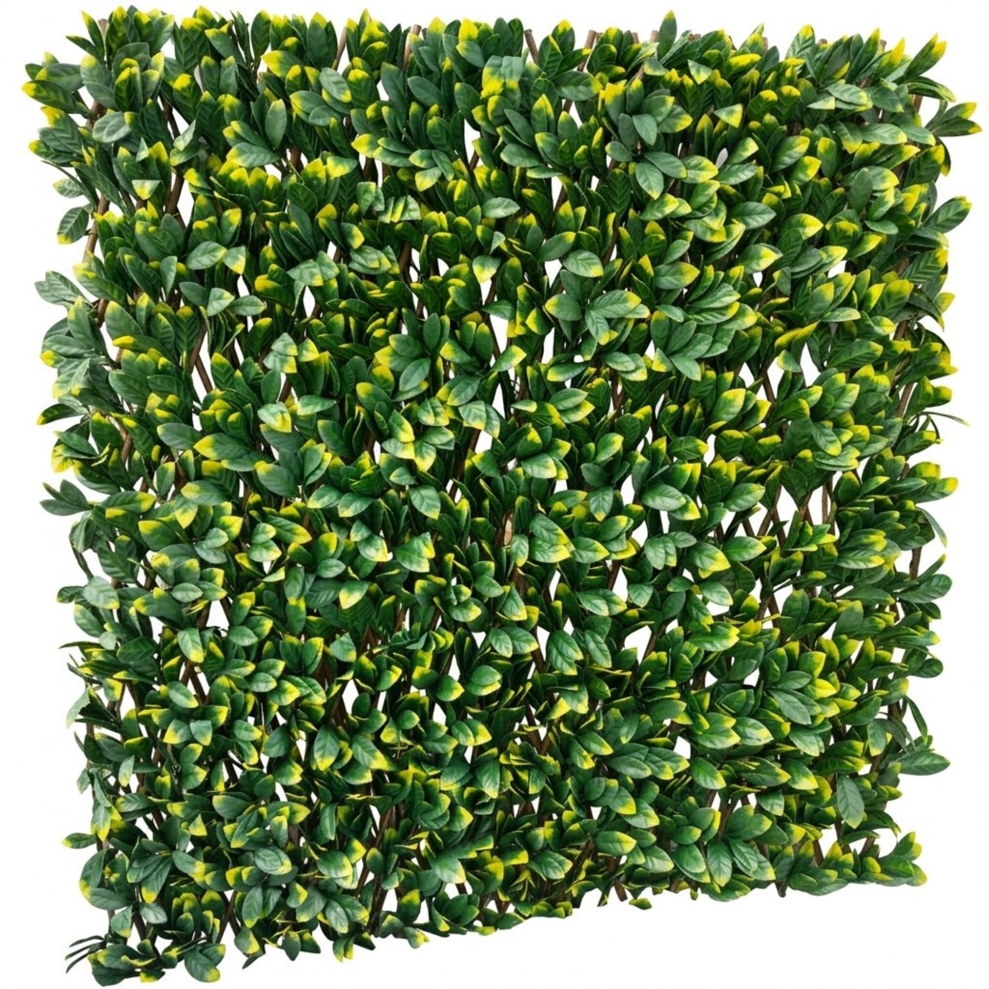 AQS INTERNATIONAL - Artificial Trellis Screening, Expandable Garden Hedge Panel, Privacy Screen UV-Resistant Fence Living wall, Decor Fence for Garden, & Indoor Outdoor (Laurel Leaves, 100cm x 200cm)