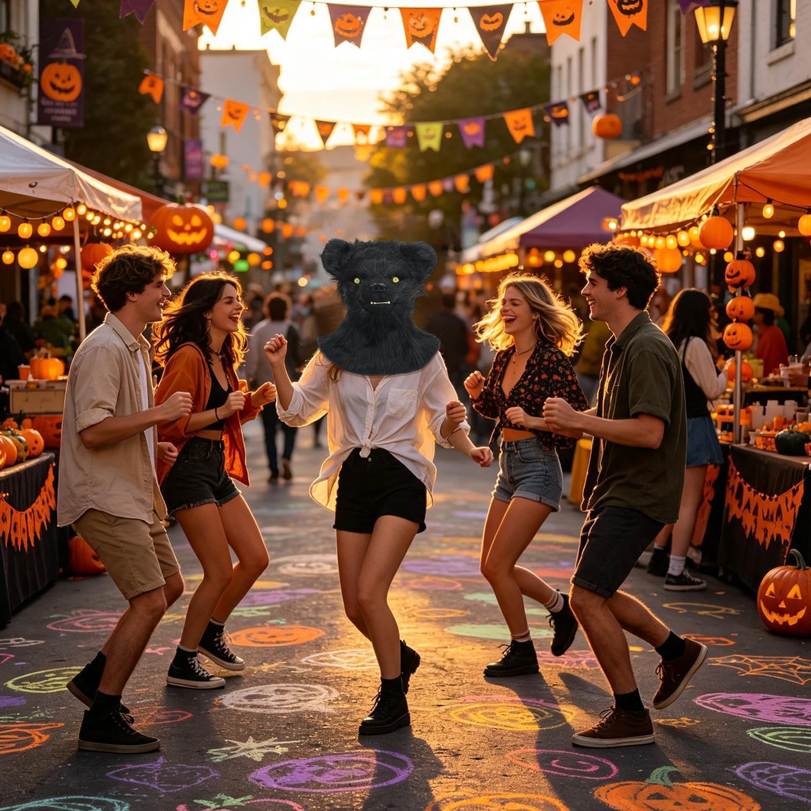 Maschera Divertente Costume A Forma Di Orso Realistico Con Bocca Aperta