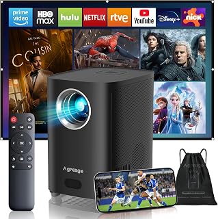 [Electric Focus] Projector with WiFi and Bluetooth, Native 1080P 15,000 Lumens 4K Supported, Agreago Outdoor Movie Projector for Home Theater UP to 300", for iOS/Android/TV Stick/HDMI/USB