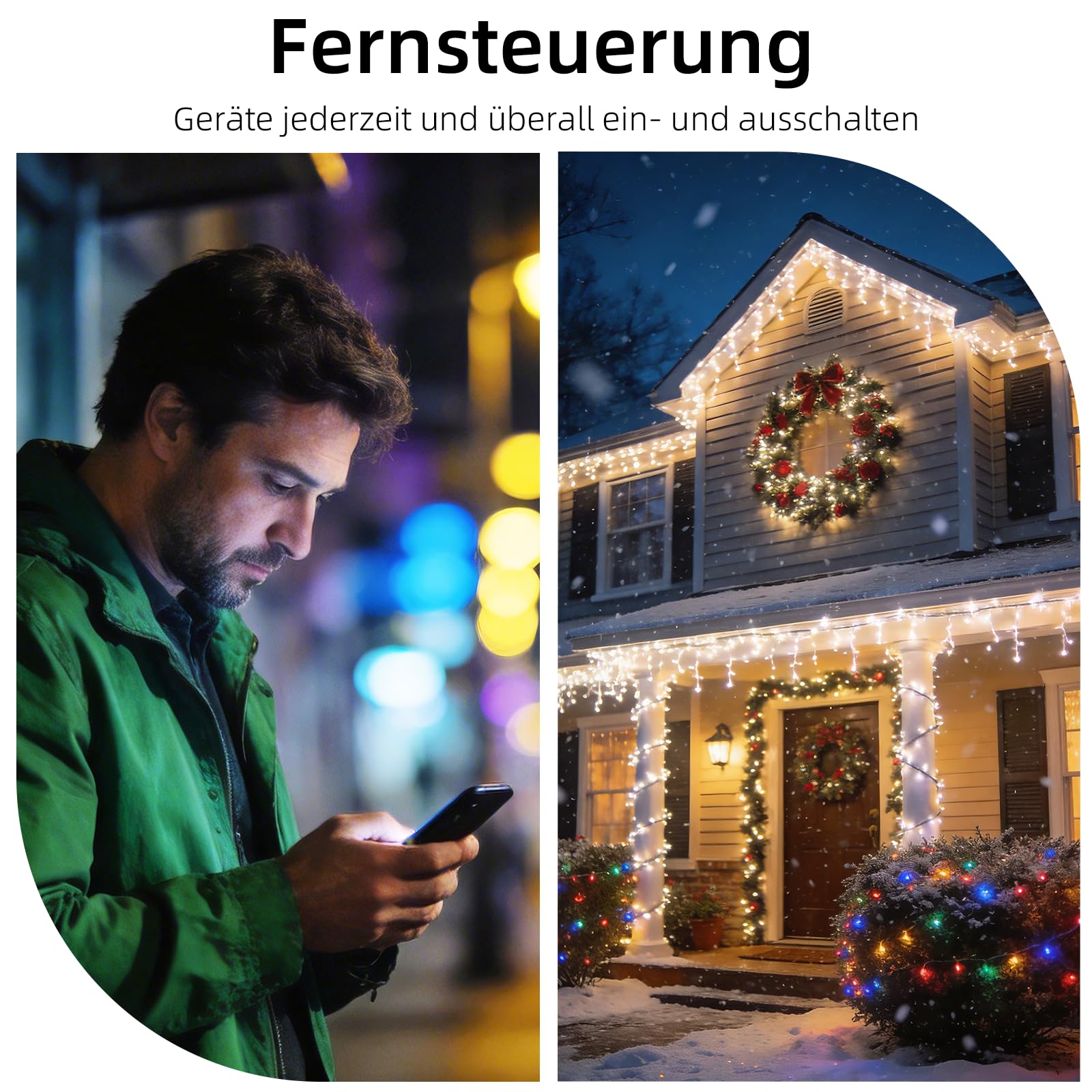 Presa Wi-Fi per esterni, presa intelligente con misurazione della corrente, funzione timer, presa esterna impermeabile IP44, supporta telecomando, compatibile con Alexa e Google Home (nero, confezione