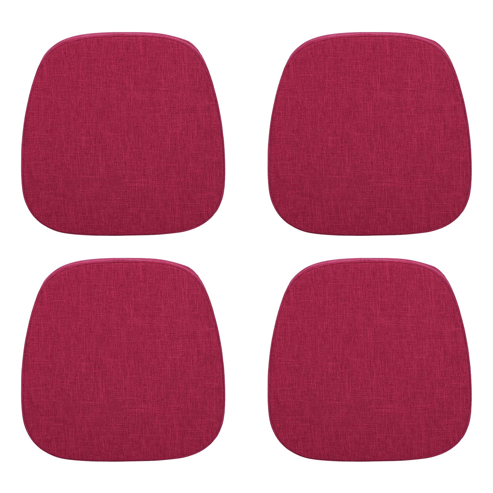 baibu 14x14 Inches Metal Chairs Cushions with Ties Set of 4, Non-Slip Metal Dining Chair Pads Kitchen Chair Cushions with Machine Washable Cover - 4 Cushions Only (Red, 14x14x1.5in)