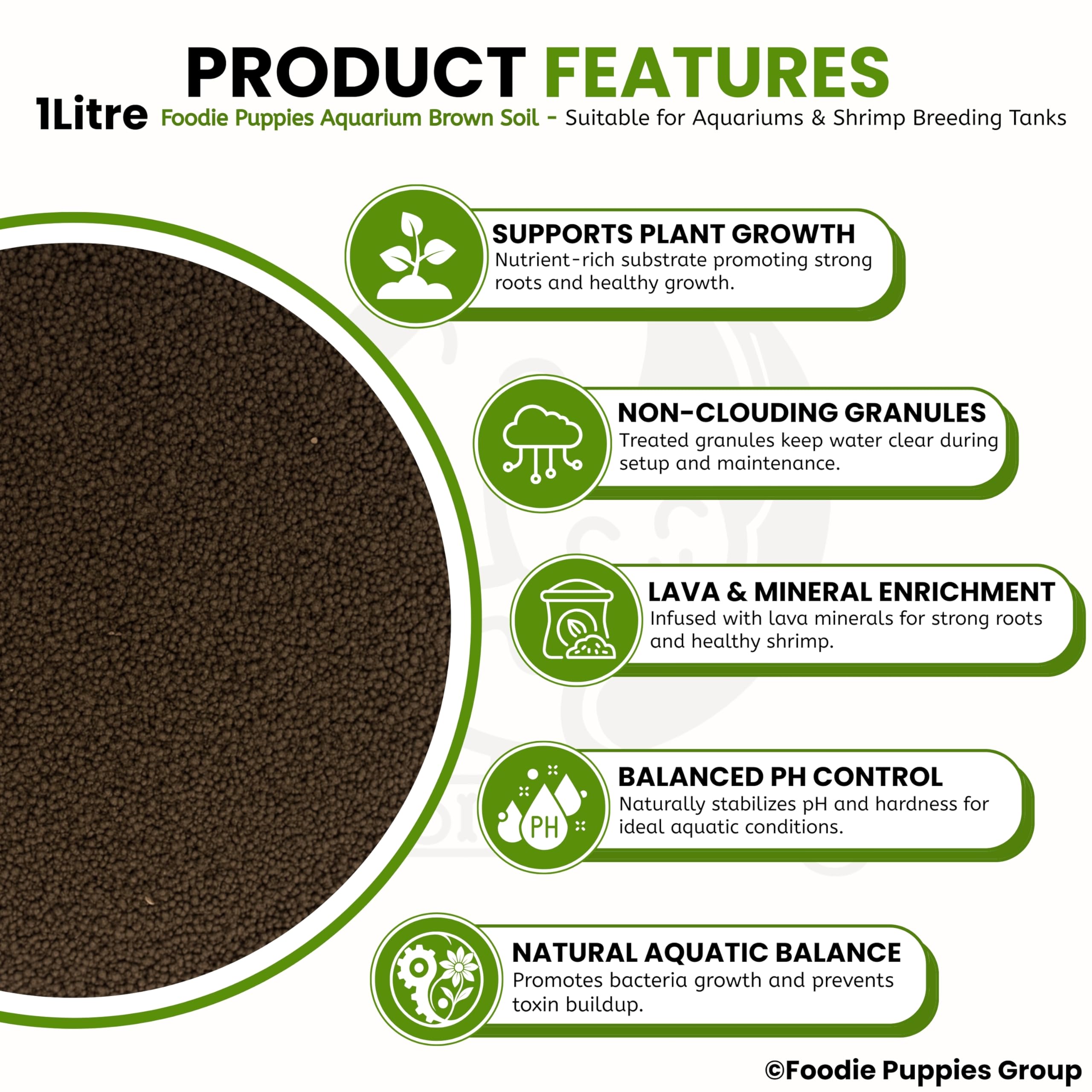 Foodie Puppies Aquarium Plant Black Soil for Fish Tank and Aquarium - (1L, Pack of 2) | Planted and Shrimp Breeding Aquarium Substrate | Water Plant Sand, Non-Clouding Granules with Essential Minerals 1