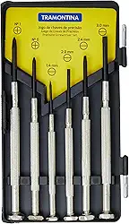 Jogo de Chave Precisão 6 Peças, com 4 Chaves Ponta Chata e 2 Chaves Ponta Cruzada, Tramontina 41905306