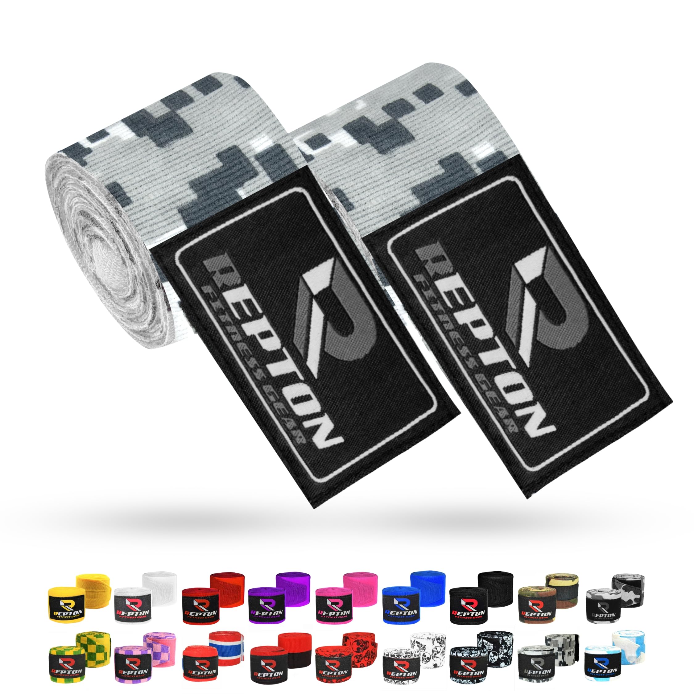 Boxing Hand Wraps for Men- Cotton Hand Gloves with Hook & Loop Strap & Thumb Loop -Elasticated Bandages Wrist Support tape -Great for MMA, Muay Thai, Kickboxing- Unisex Adult Pair (Gray & White Check)