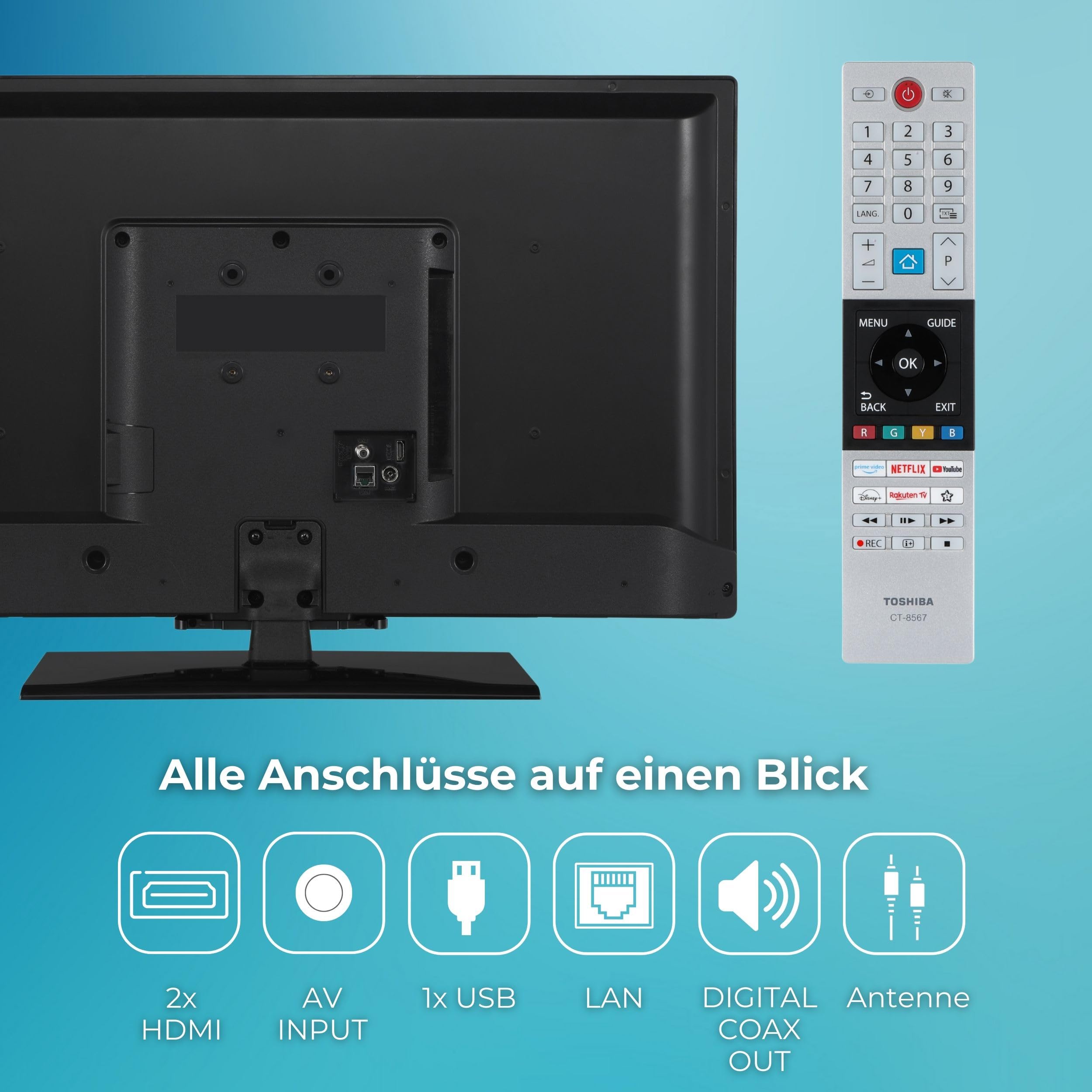Toshiba 32LV3F63DA Fernseher 32 Zoll Smart TV VIDAA Full HD Fernseher HDR Smart TV mit Triple-Tuner und Bluetooth, LED TV (2026)