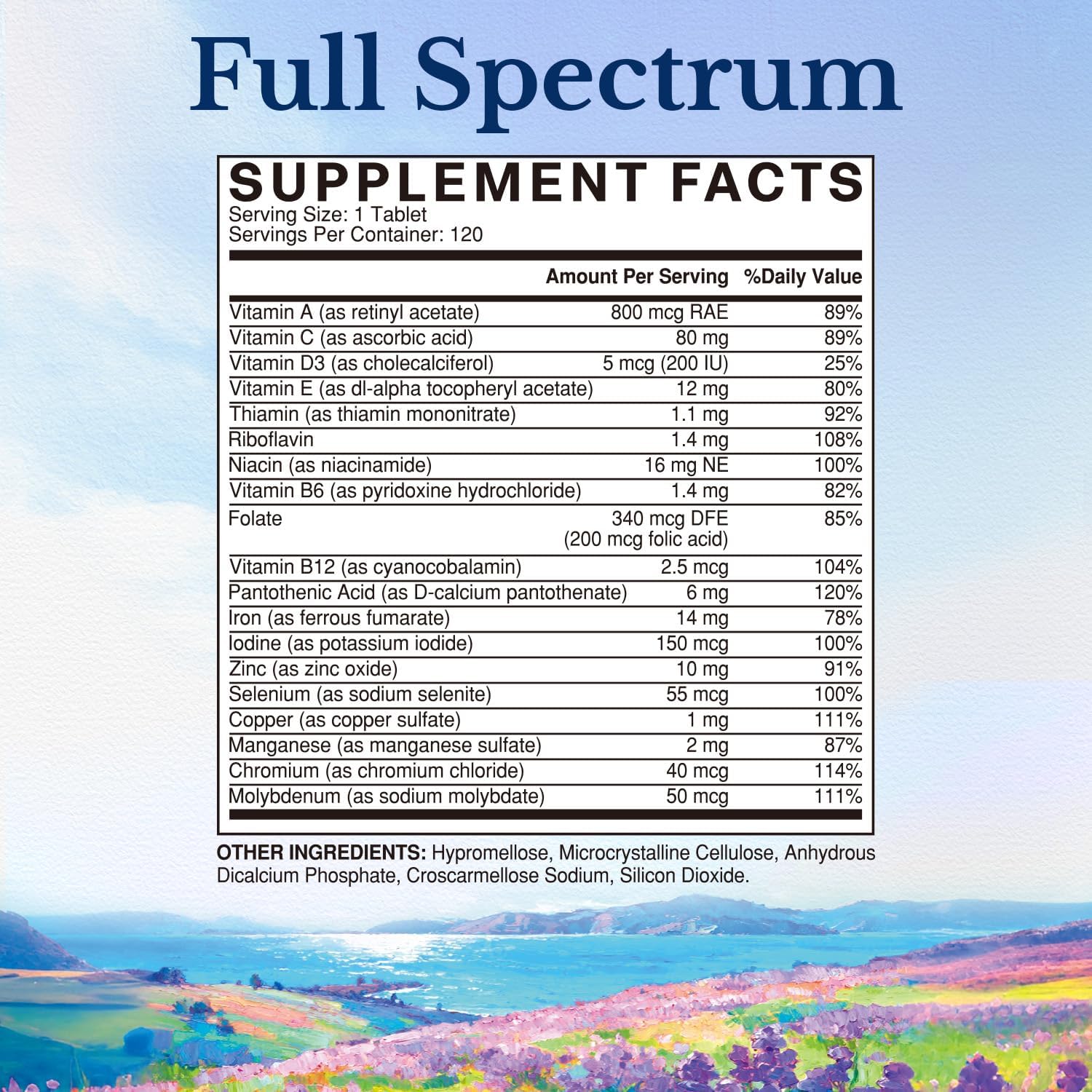 Vitalitown Multivitamin for Women & Men, with Iron, Zinc, Vitamin D3, A, C, B, E, 19 Key Nutrients, One Per Day, for Energy, Immune, Brain, Heart Support, 120 Tablets — Amazon image 2