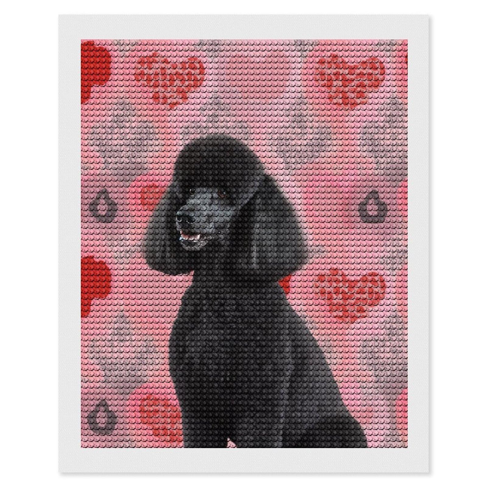 FodPand Poodles Dogs 5D Diamond Painting Kits for Adults Beginners Full Drill Round Diamond Dots Pictures Gem Art Supplies for Home Wall Room Decoration DIY Craft Set Gift 16x20