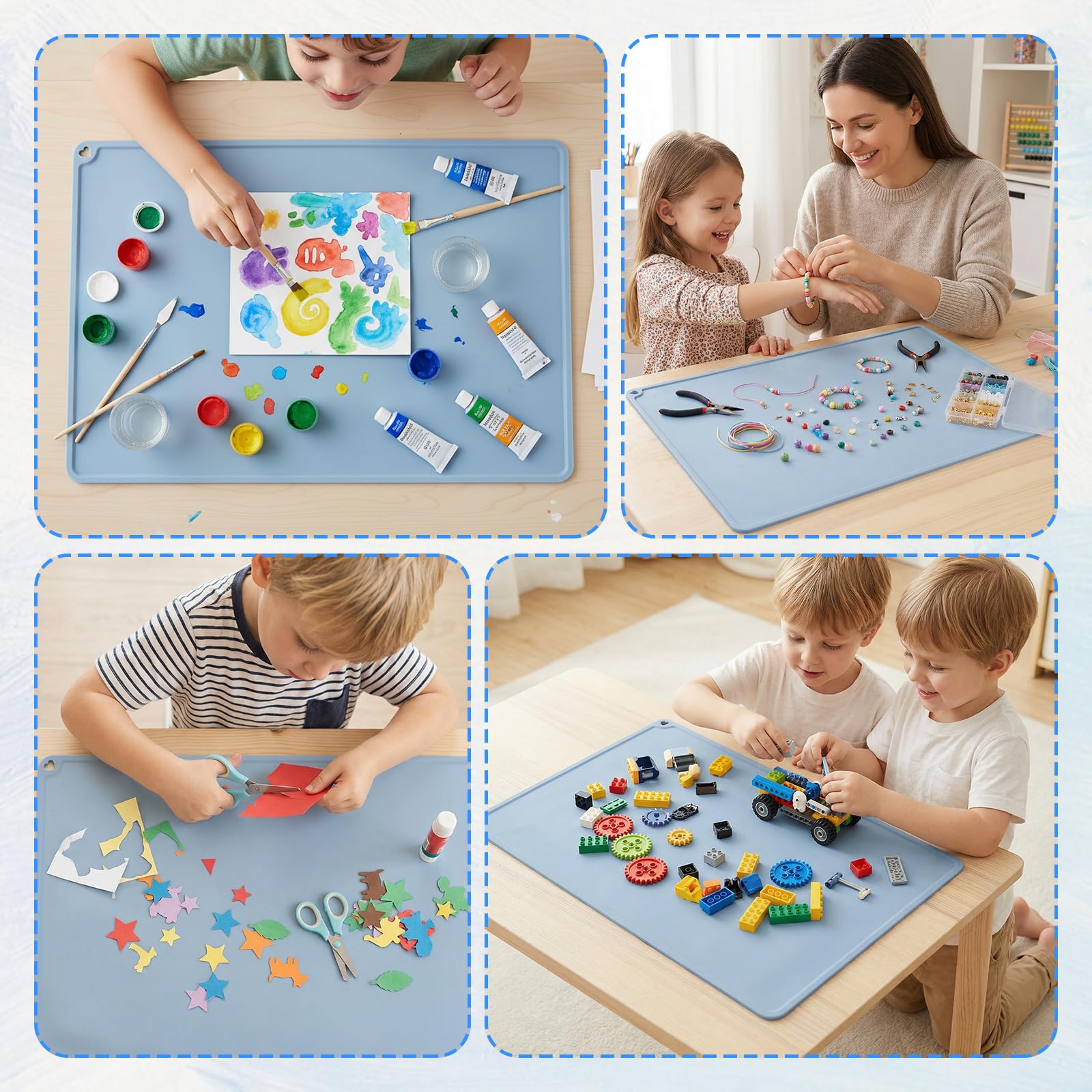 Tappetino da pittura in silicone con 1 clip magnetica ad assorbimento e 1 tavola da disegno, grande, 60 x 40 cm, tappetino da scrivania per bambini, riutilizzabile, tappetino per pittura, per