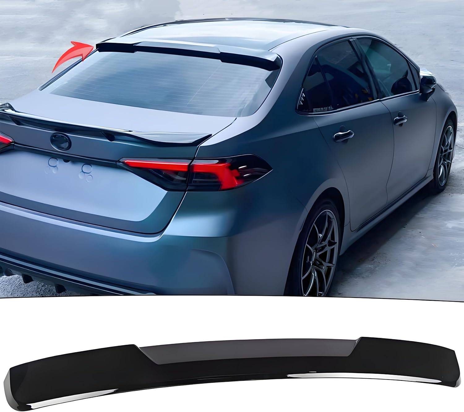 Rear Window Roof Spoiler Visor Wing Compatible with Toyota Corolla Sedan L/LE/SE/XLE/XSE 2020 2021 2022 2023 2024 2025 Top Wing Lip Accessories (Glossy Black)