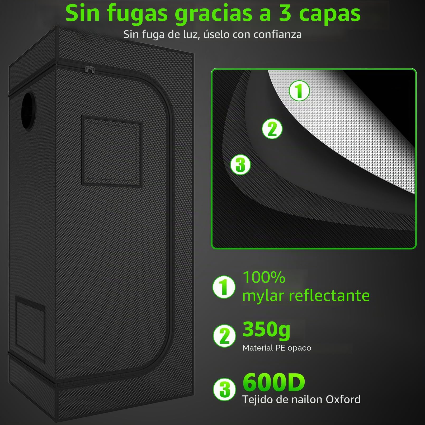 Armario de Cultivo Juego Completo Armario de Cultivo Kit 80x80x180cm con 200W LED Lámpara de Cultivo de Espectro Completo Regulable, Armario de Cultivo Kit Completo Hidroponía