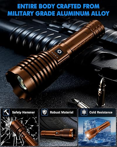 Miniatura 5 de Linternas LED recargables superbrillantes, 2500,000 lúmenes altos, linterna táctica de hasta 25 horas de duración de la batería  Zoomable  5 modos