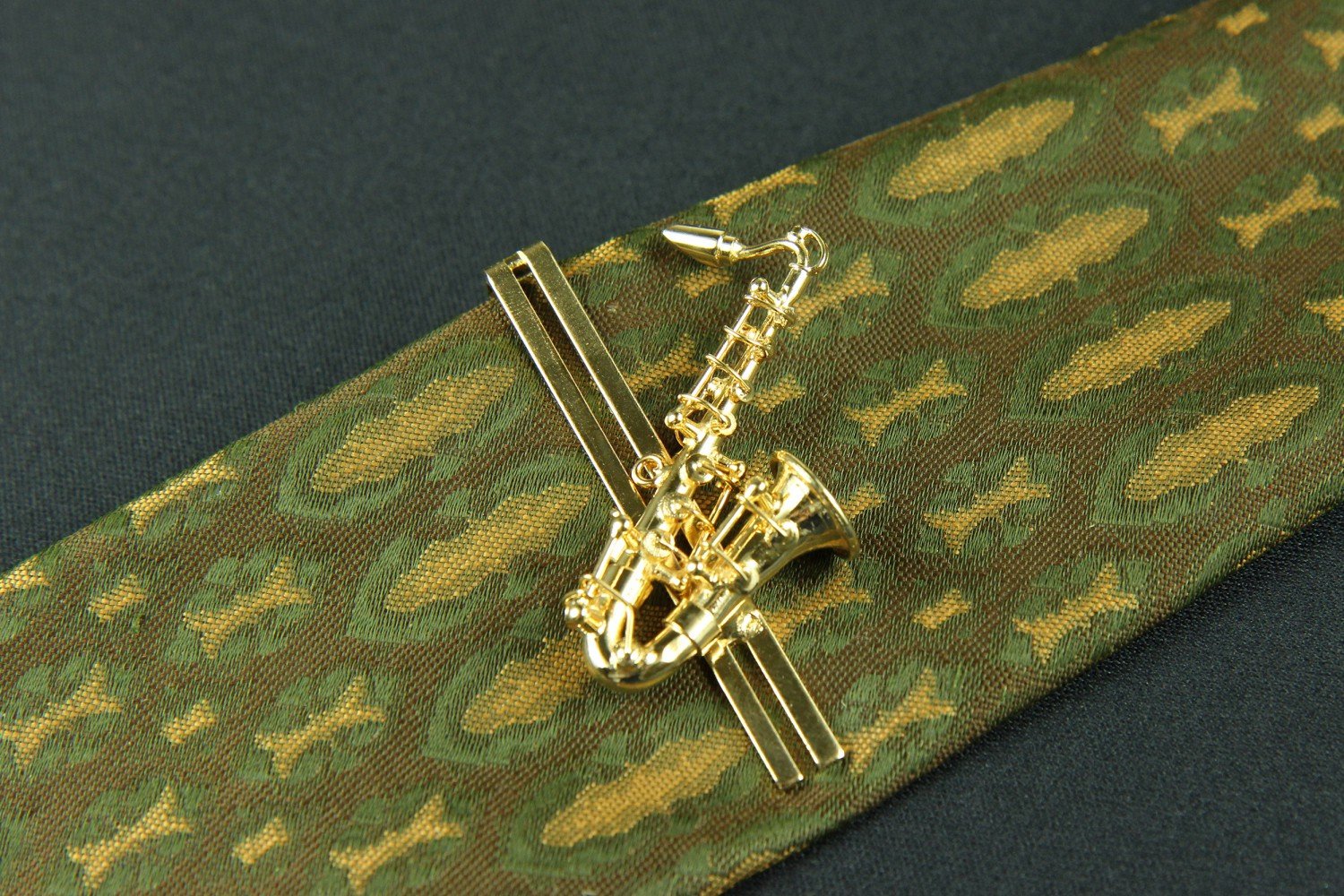Miniblings Saxofon Krawattennadel Krawattenhalter Sax Saxophon vergoldet + Box - Handmade Modeschmuck I Herrenschmuck Männerschmuck Schlipsklammer Krawattenklammer