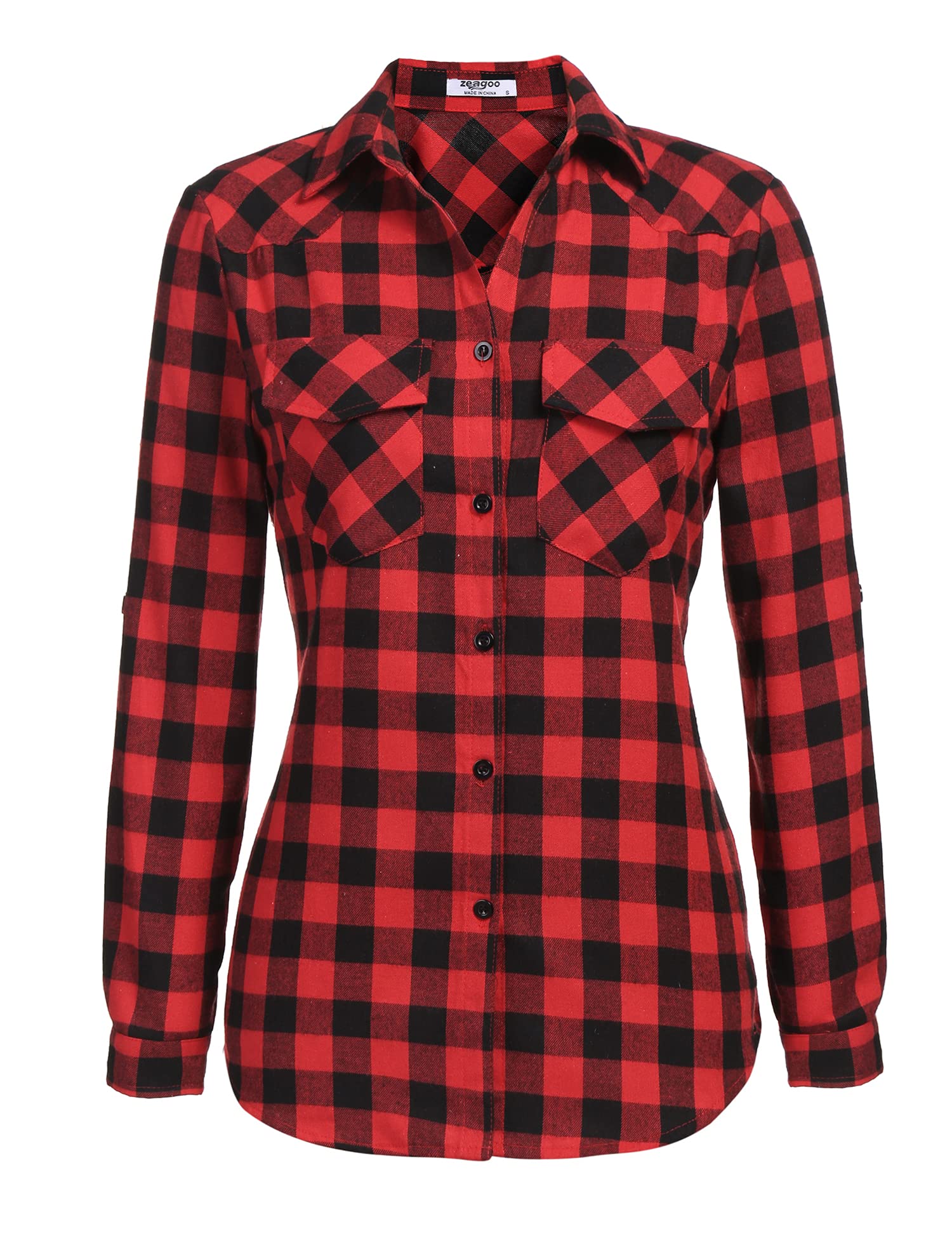 Sleeve Plaid Shirts Cotton 