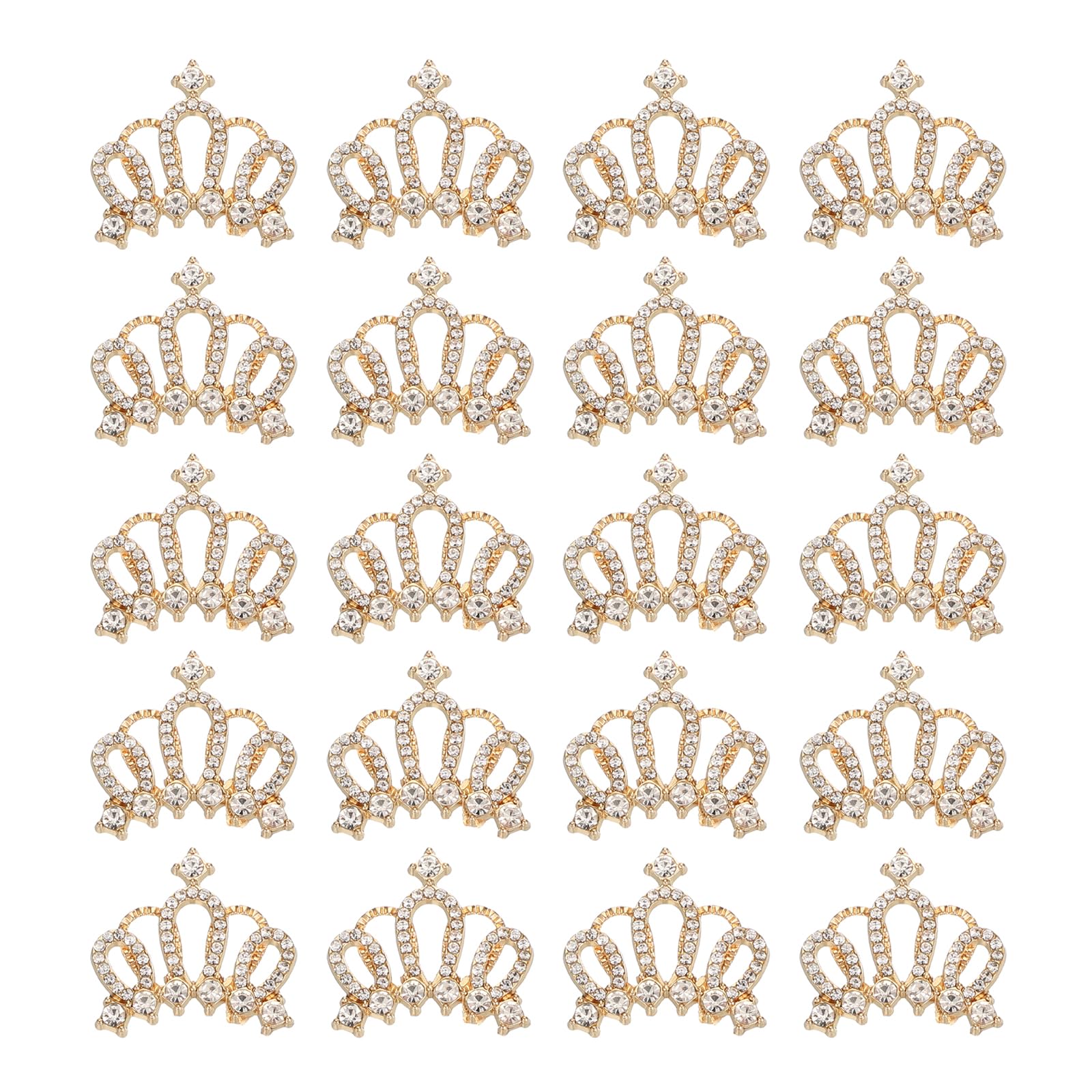 PATIKIL 20Pcs Crown Charms, 1" x 0.95" Mini Metal Rhinestone Crystal Crown Embellishments Bulk DIY Handmade Phone Case Clothes Decor Party, Gold Tone
