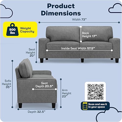 Miniatura 303 de Serta Palisades Sofás Tapizados para Sala, Sofá de Diseño Moderno, Tela, gris (Glacial Gray) gris (Glacial Gray),Beige,Marrón,Alforfón Beige,Marrón