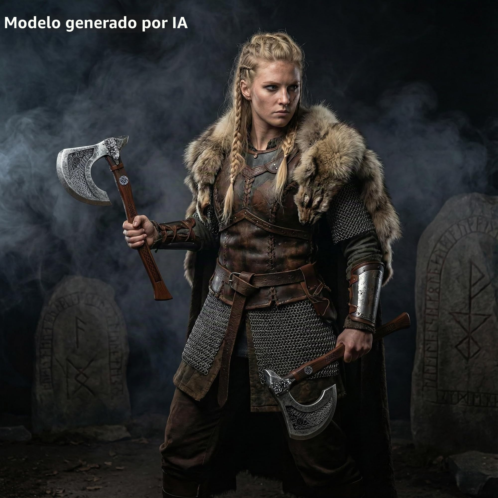 LOOYAR Tótem de lobo de espuma de poliuretano, hacha de escudo vikingo, accesorios de juguete para disfraz de caballero guerrero berserker, juego de batalla, Halloween, cosplay, LARP