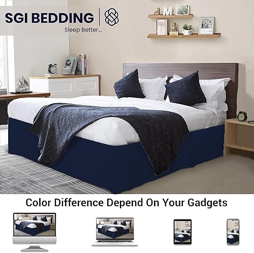 Miniatura 2 de SGI Bedding Falda de cama tamaño individual de 12 pulgadas con caída, estilo plataforma con ajuste seguro, aspecto clásico a medida, elegante estilo