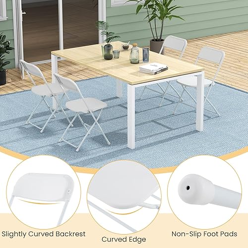 Miniatura 4 de Giantex Silla plegable con asiento y respaldo de plástico, marco de metal resistente, capacidad estática de 770 libras, asiento comercial para el