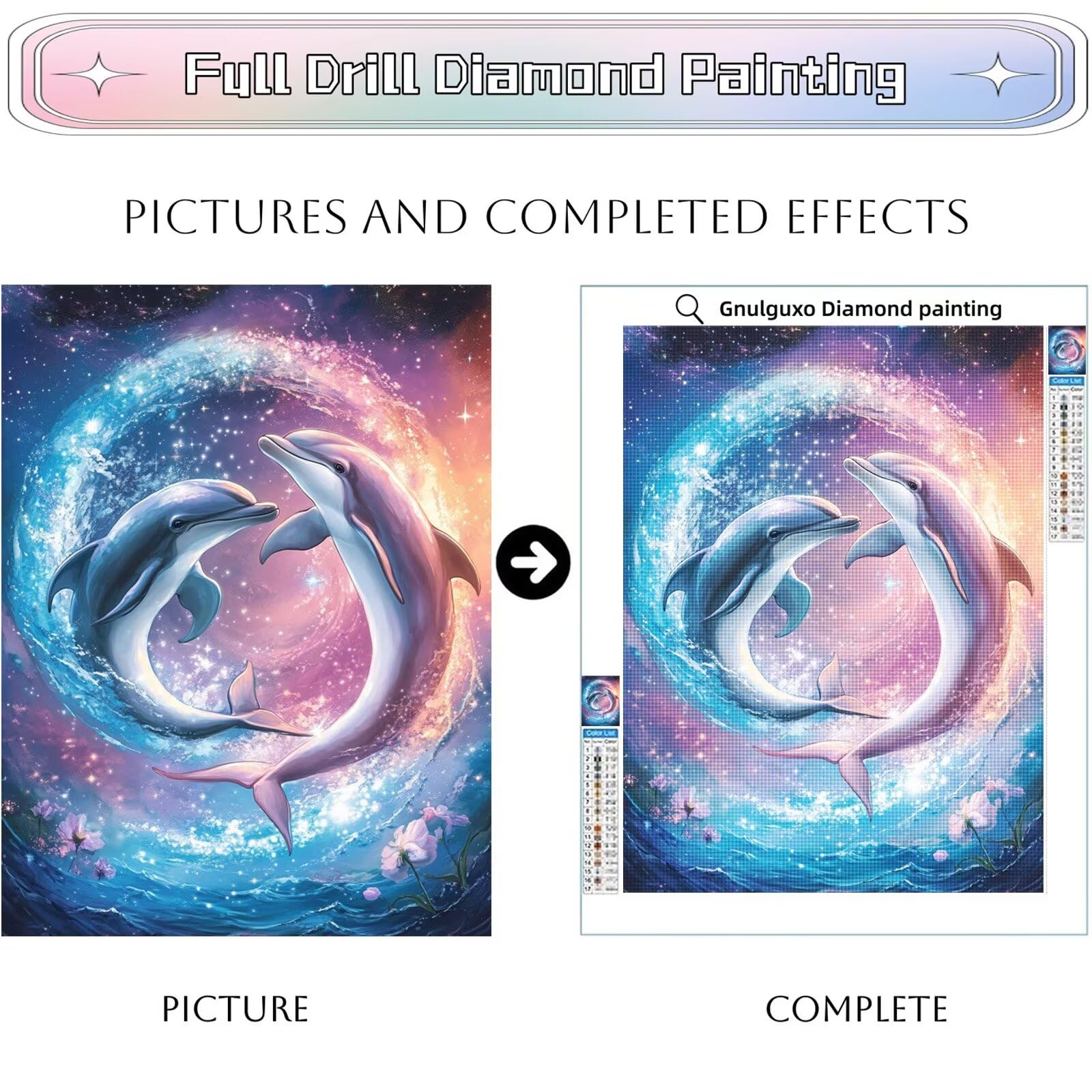 Diamond Painting Erwachsene Fantasie 5D Diamond Painting Delphin Muster DIY Set Erwachsene Anfänger Vollbohrer Diamanten Malerei Stickerei Bastelset für Zimmer Wand Deko Schlafzimmer 70x100cm,Model797