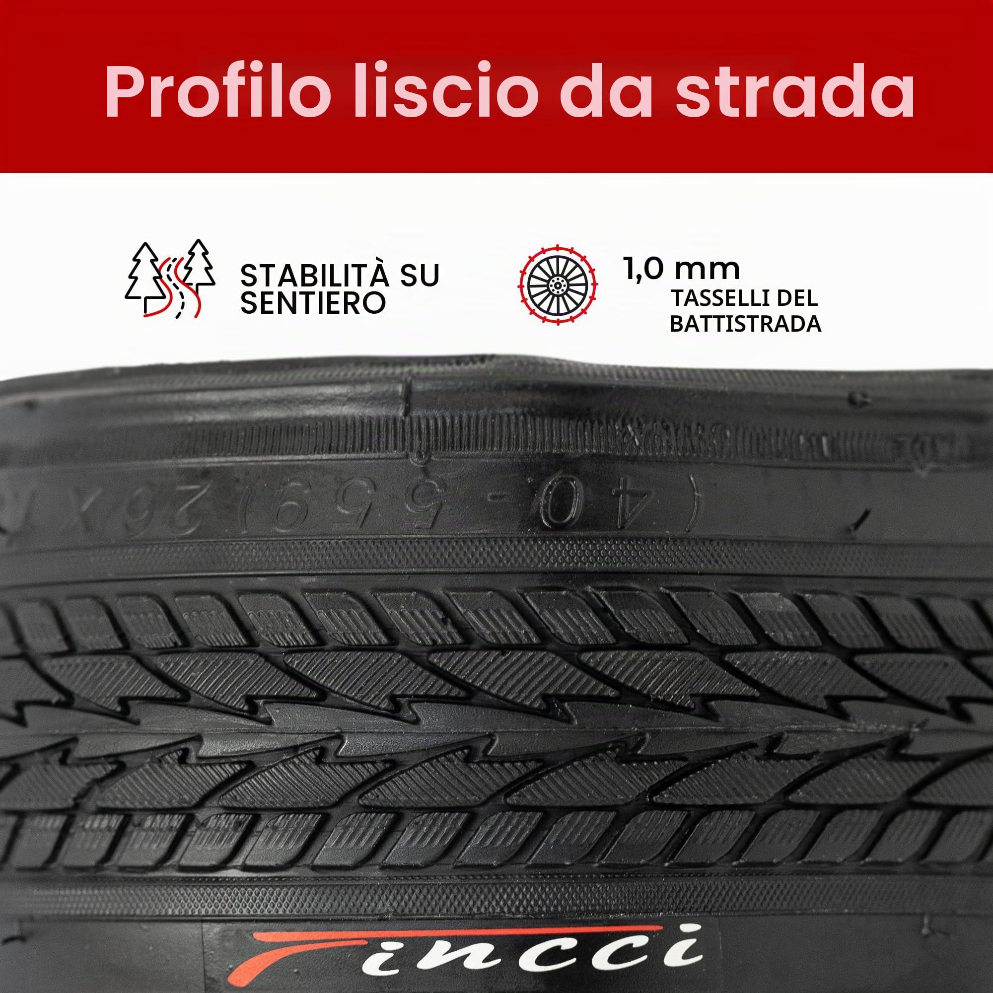Fincci Slick Copertoni Bici 26x1.50 Pollici - Lisci Pneumatico 26 per la guida di una bici da città - Gomme 40-559 per Strada bicicletta, City, Bici elettrica - Adatto per ruote 26 and bicycle 26"
