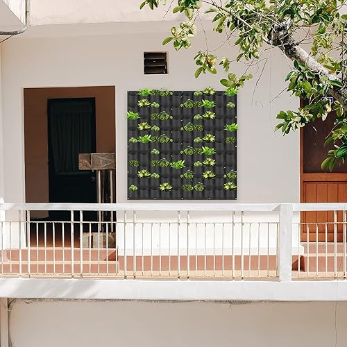 Miniatura 81 de Bolsas de cultivo colgantes para plantar, 9 bolsillos para colgar en la pared, maceta vertical montada en la pared, bolsa de cultivo