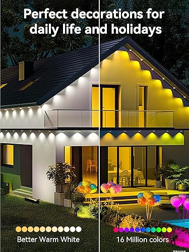 Miniatura 7 de Luces permanentes RGB para exteriores, IP67, impermeables, luces LED con aplicación inteligente y control remoto, modos de escena de bricolaje,