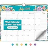 Calendar 2025-2026&comma; Monthly Wall Calendar from July 2025 to December 2026&comma; 11&period;5" x 14&period;7"&comma; Spiral Binding Hanging Wall Calendar&comma; Perfect for Home or Office&comma; Floral