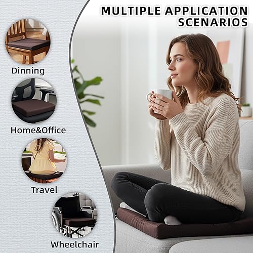 Miniatura 9 de Cojines para sillas de comedor, cojín de asiento cuadrado de interior para sillas plegables con lazos y funda extraíble lavable, juego de 2 cojines