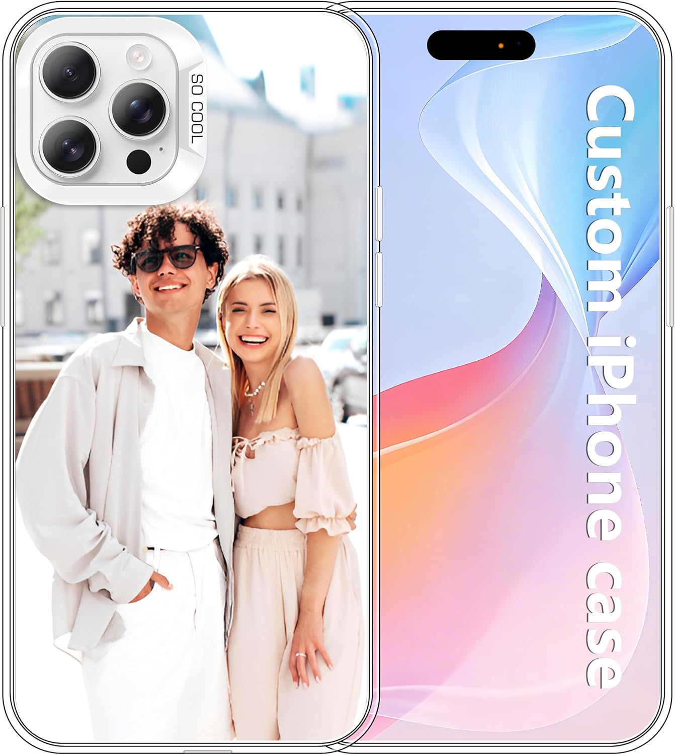 Custom Photo Phone Case for iPhone 17 17e Air 16 16e 15 14 13 12 11 Pro Max Plus, Customized Personalized Picture Shockproof Protection Case (Clear-1 Photo&Text)