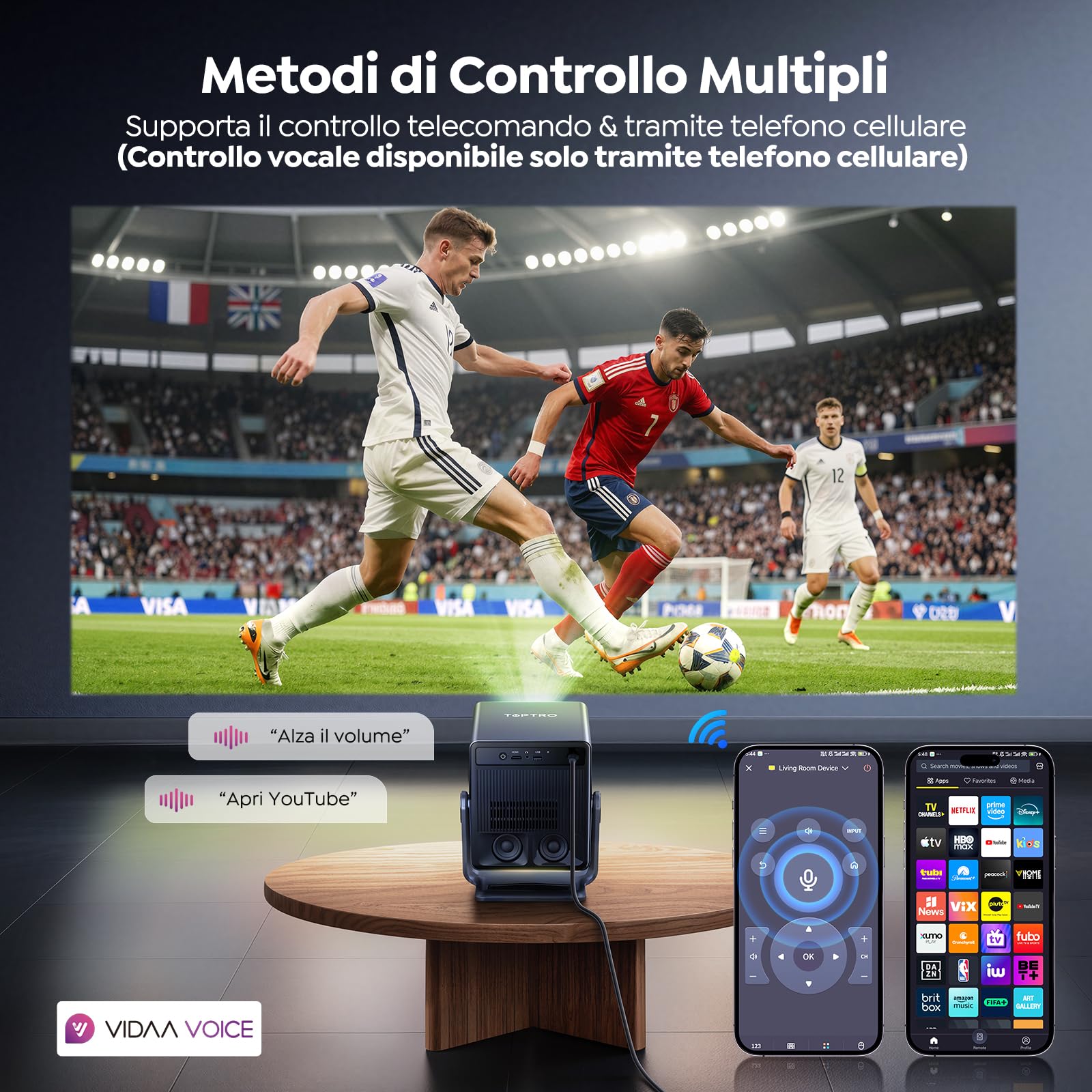 TOPTRO A2 Proiettore 4K 1400 ANSI Auto Focus Keystone Dolby Audio Bluetooth 5.4