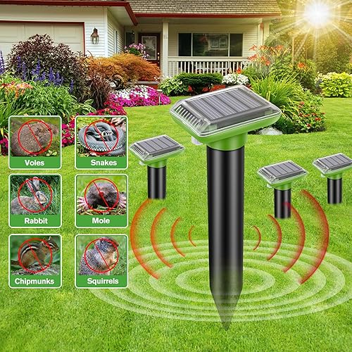 Miniatura 4 de Repelente solar de topos, repelente ultrasónico para exteriores, alimentado por energía solar, impermeable, repelente de serpientes, disuasorio,