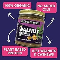Vista 4 de Wilderness Poets Mantequilla de nuez con anacardos, mantequilla de nuez cruda orgánica, medio galón (64 onzas), tarro de vidrio de 4 libras