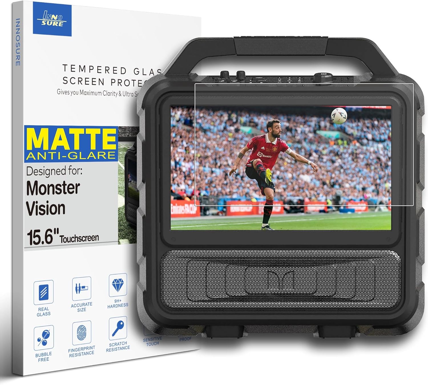 Premium Tempered Glass Screen Protector designed for Monster Vision Portable TV Entertainment System 15.6" Display Touchscreen 9H Anti Scratch (HD Clear)